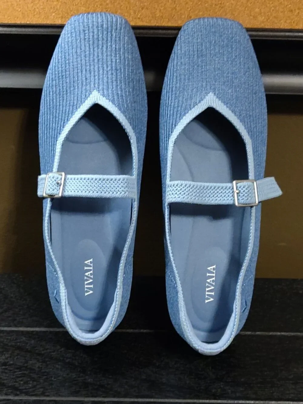 Vivaia Margot Mary Jane Square Toe Denim Blue EU SIZE 39/US SIZE 8